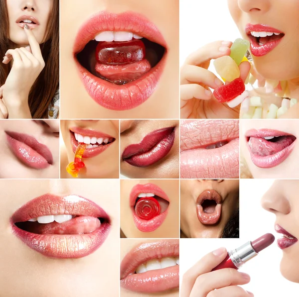 Conjunto de hermosos labios de mujer — Foto de Stock