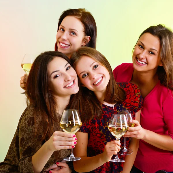 Girls touching glasses — Stock Photo, Image