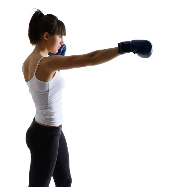 Frau in Boxhandschuhen — Stockfoto