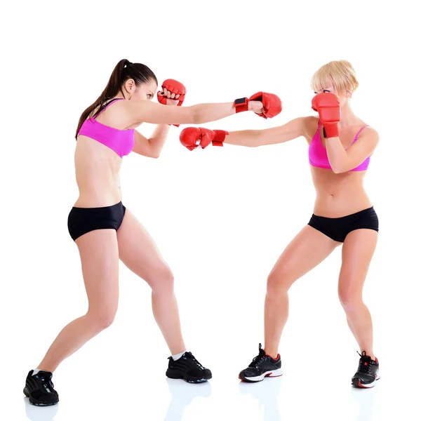 Two women boxing — Stock Photo, Image