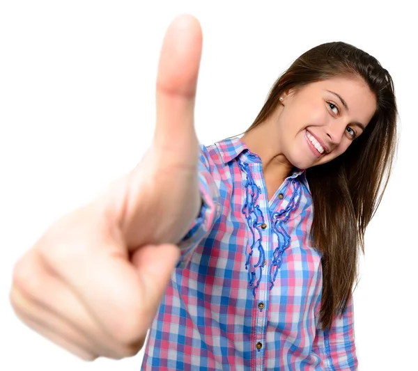 Girl showing thumbs up — Stock Photo, Image