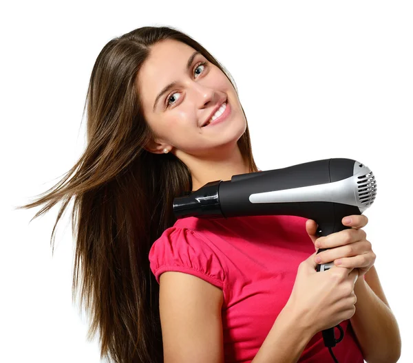 Girl  dry her hair — Stock Photo, Image