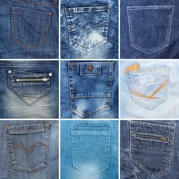 Diferentes bolsos de jeans — Fotografia de Stock