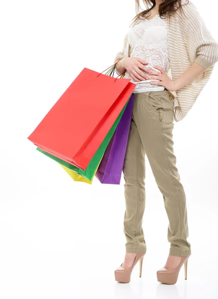 Femme avec sacs à provisions — Photo