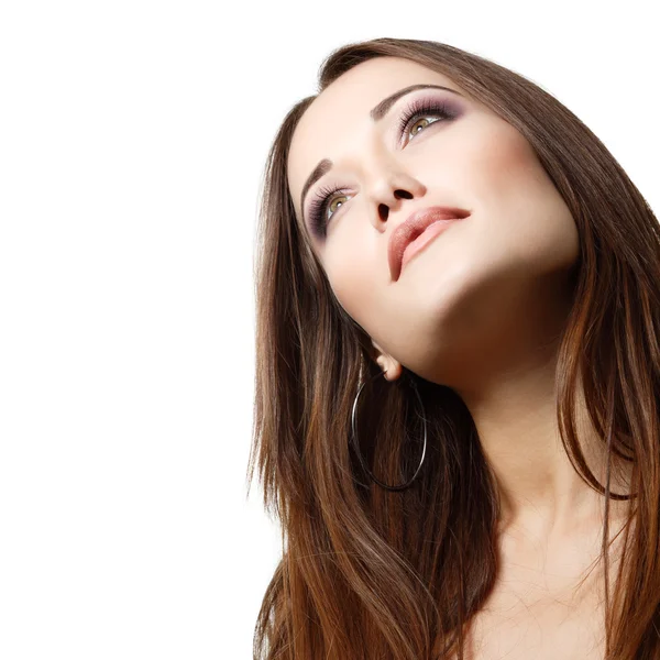 Young woman looking up — Stock Photo, Image