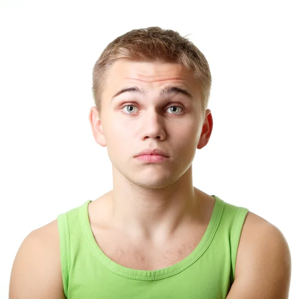 Jonge man emotionele nadenkend droevig gezicht — Stockfoto