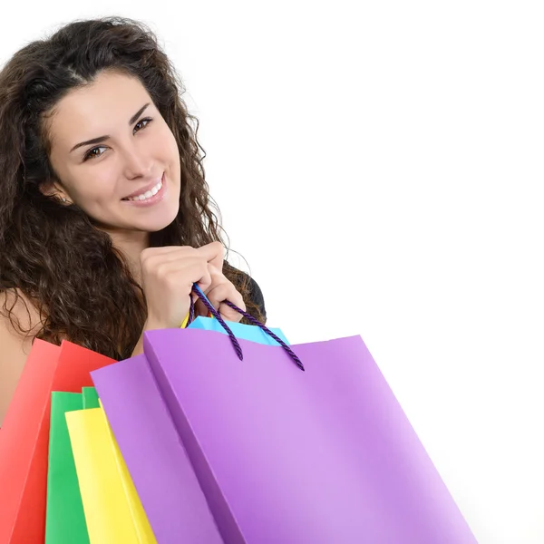 Donna con shopping bags — Foto Stock