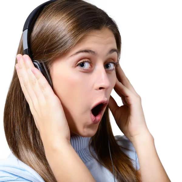 Girl listening to music — Stock Photo, Image