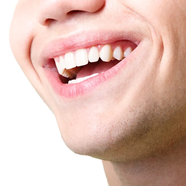 Człowiek z wielkim zdrowe, białe zęby — Zdjęcie stockowe