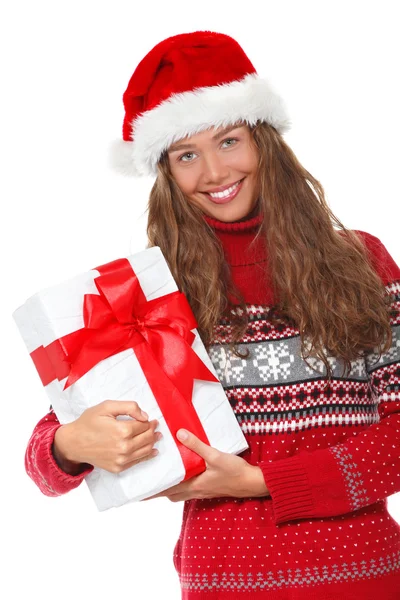 Chica de Navidad en sombrero de santa —  Fotos de Stock