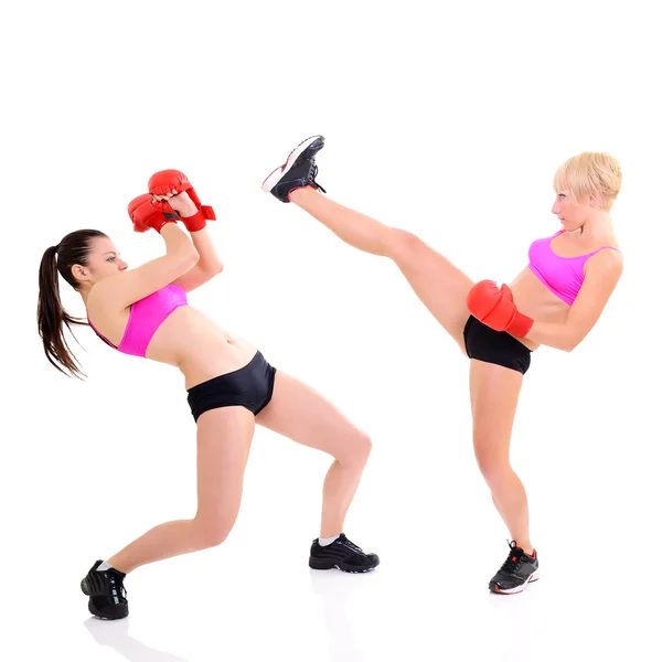 Zwei Frauen boxen — Stockfoto