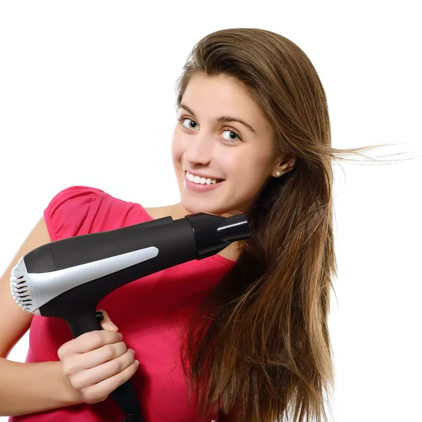 Menina sopra cabelo seco — Fotografia de Stock