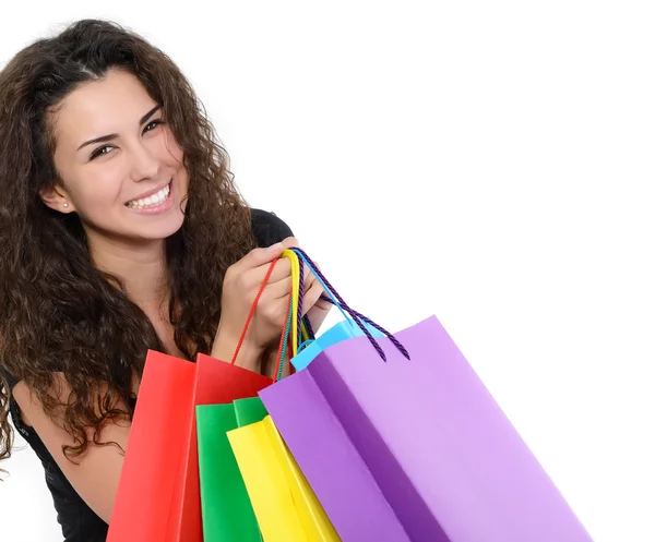 Donna con shopping bags — Foto Stock