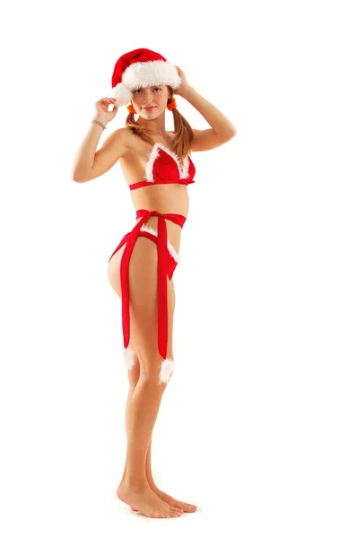 Sexy donna di Natale come Babbo Natale — Foto Stock