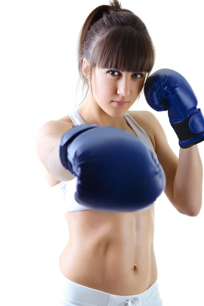 Femme en gants de boxe — Photo