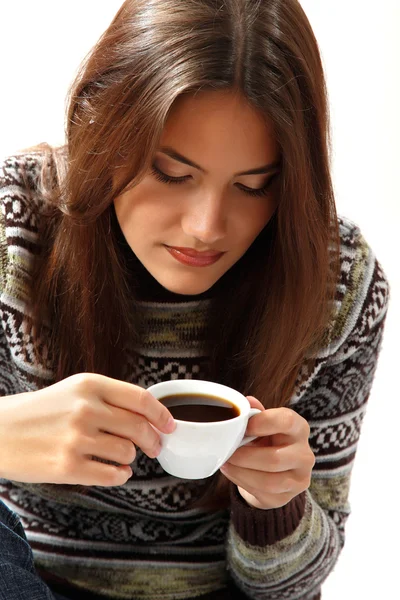 Girl  drinking coffee — Stock Photo, Image