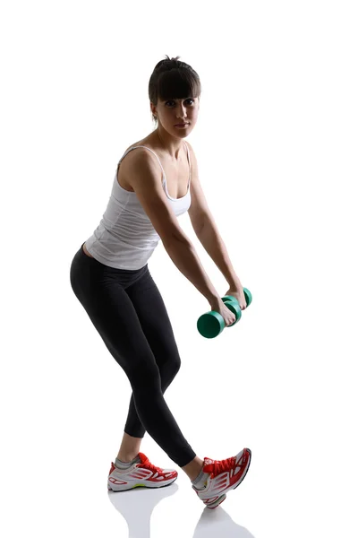 Girl with dumbbells — Stock Photo, Image