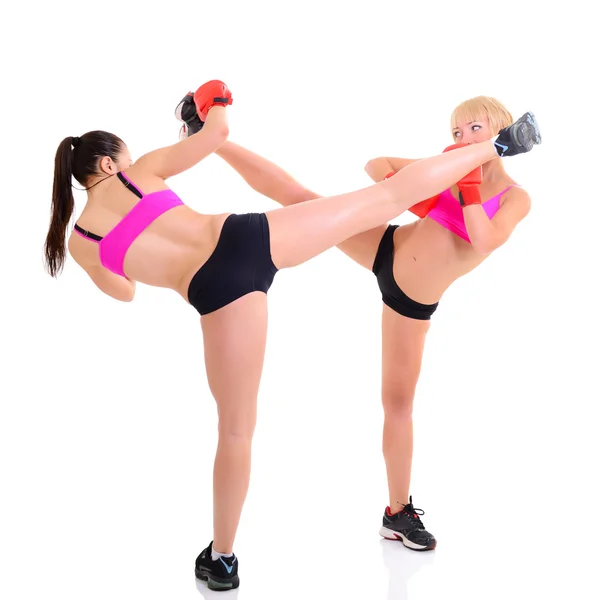 Two women boxing — Stock Photo, Image