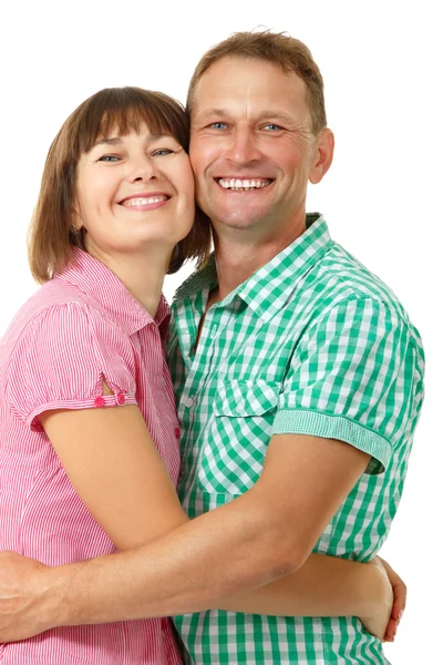 Mujer con el hombre enamorado sonriendo — Foto de Stock