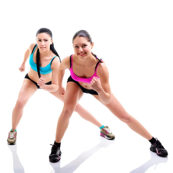 Fitness meninas sobre fundo branco — Fotografia de Stock