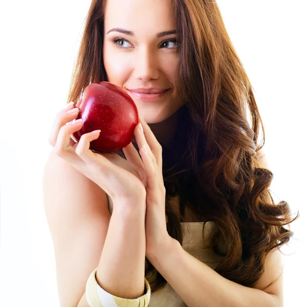 Adolescente chica con manzana — Foto de Stock