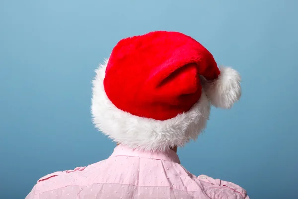 Back of christmas man with santa's hat — Stock Photo, Image