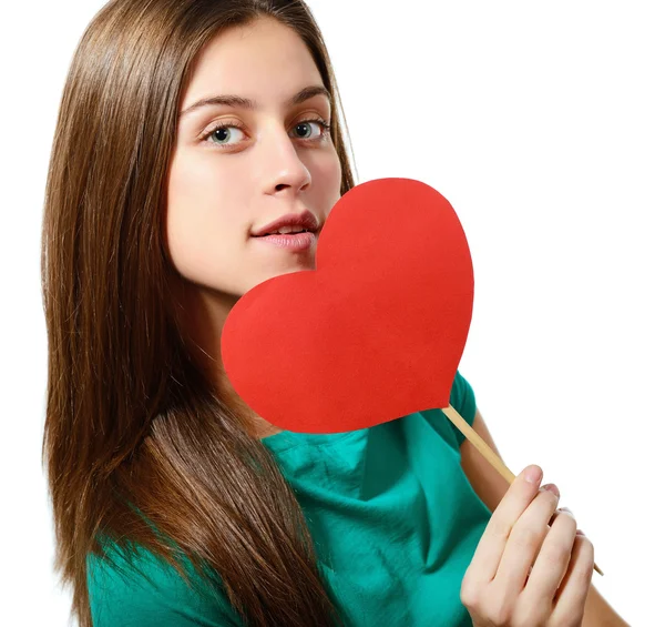 Girl with red heart Stock Image