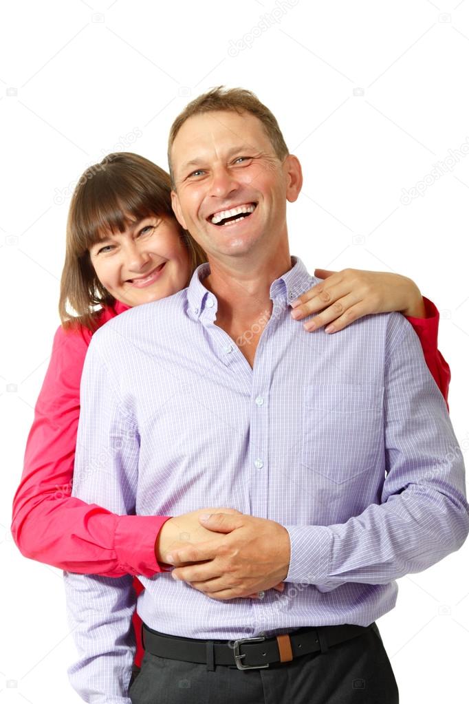 Woman with man in love smiling