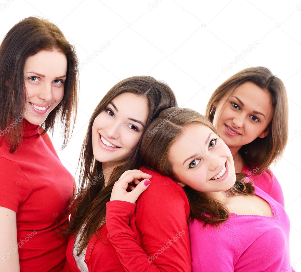 group of four  happy  women