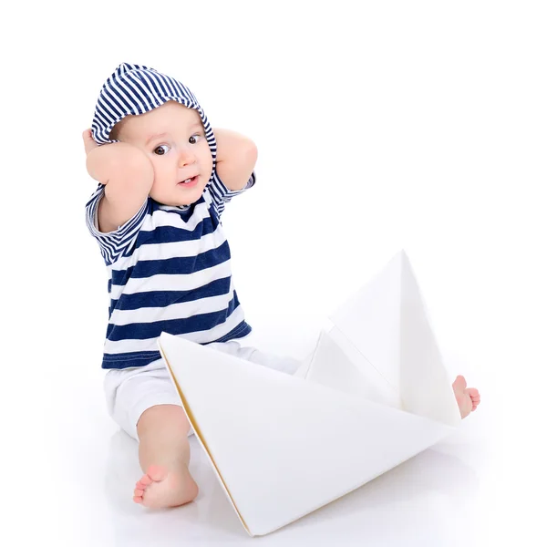 Little captain boy — Stock Photo, Image