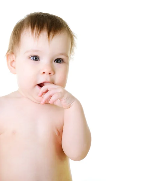 Spädbarn flicka suger fingret — Stockfoto