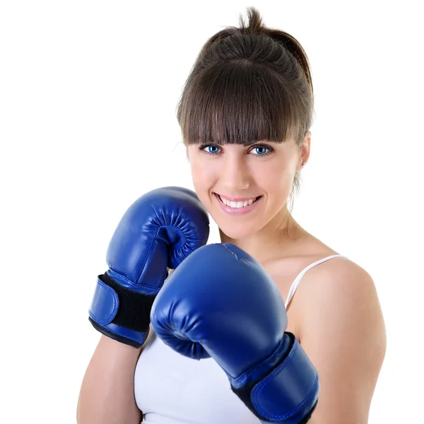 Frau in Boxhandschuhen — Stockfoto