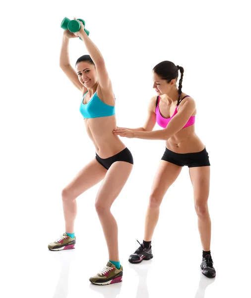 Fitness girls over white background — Stock Photo, Image