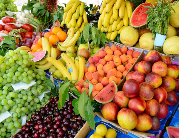 Fruits and vegetables in the  market