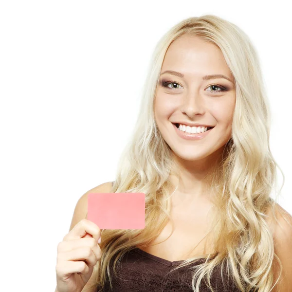 Girl showing red card — Stock Photo, Image