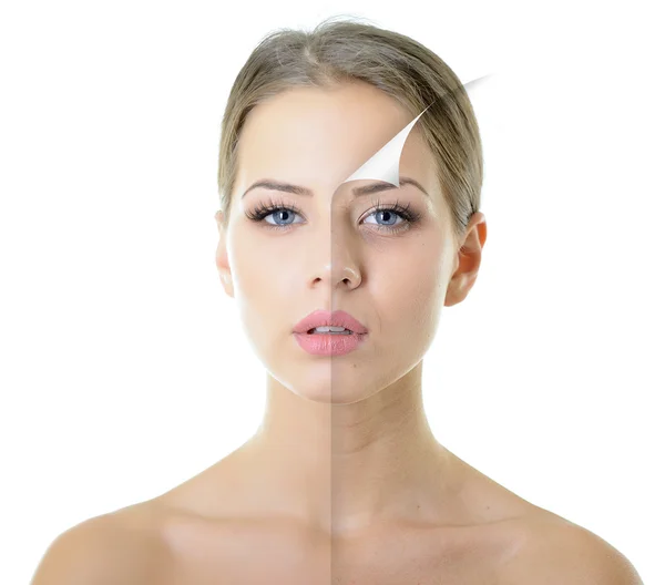 Woman with problem and clean skin — Stock Photo, Image