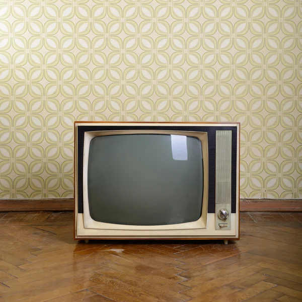 Televisore retrò con cassa in legno — Foto Stock