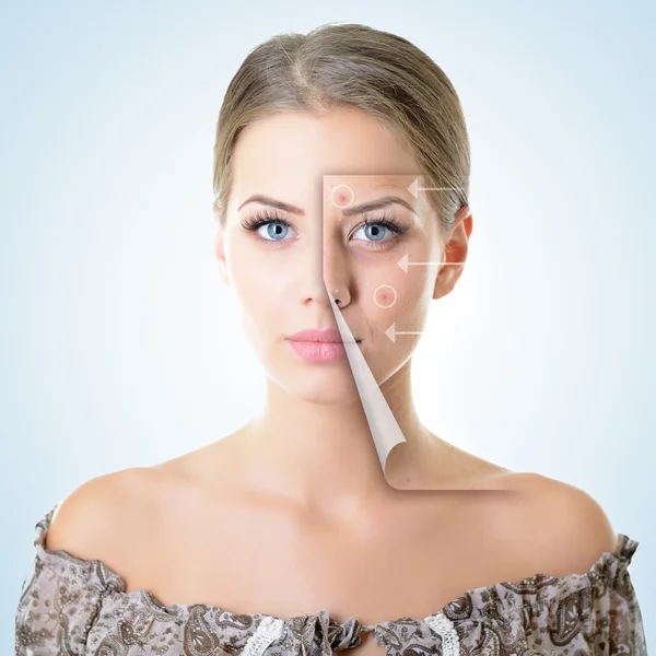 Woman with problem and clean skin — Stock Photo, Image
