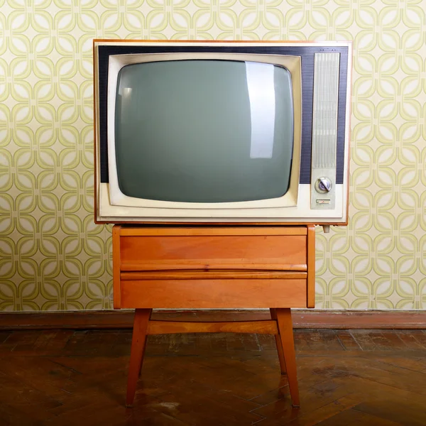 Retro tv with wooden case — Stock Photo, Image