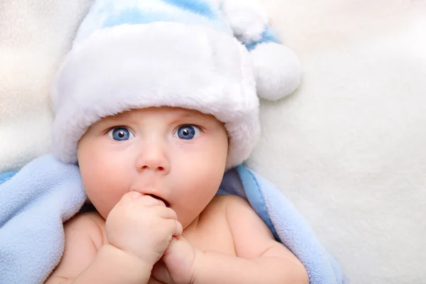 Kerstmis schattige babyjongen — Stockfoto