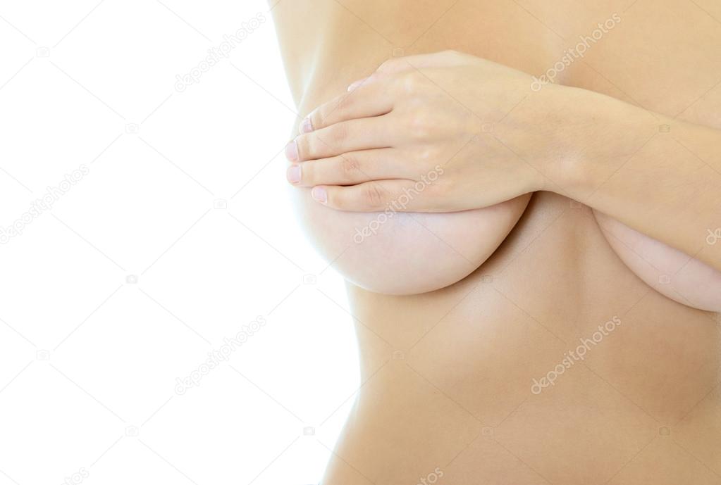 woman covering her breast