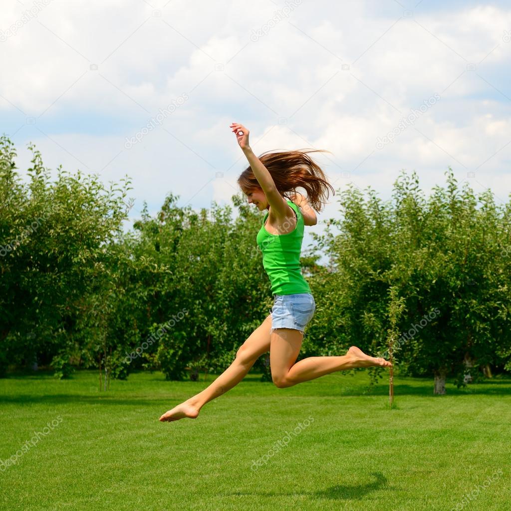 teen girl  jumping