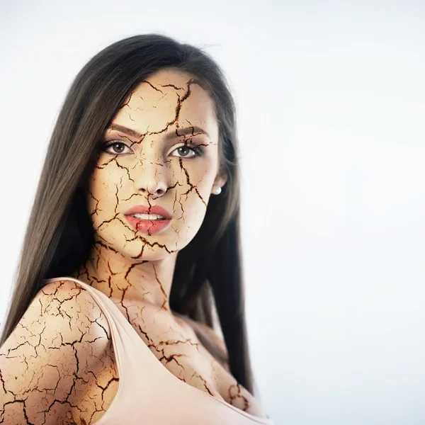 Young woman with cracked skin — Stock Photo, Image