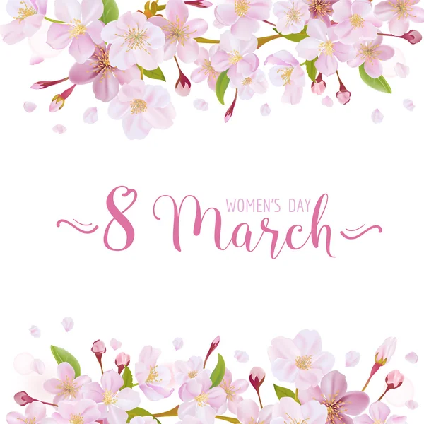 8 de marzo - Plantilla de tarjeta de felicitación del Día de la Mujer - en vector — Vector de stock
