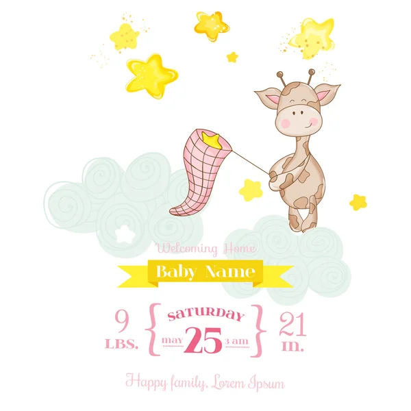 Baby Giraffe Shower Card - com lugar para o seu texto - em vetor —  Vetores de Stock