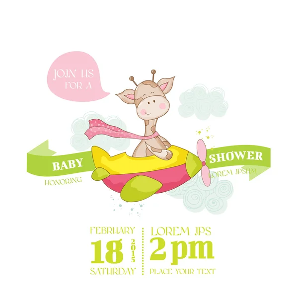 Baby Shower o tarjeta de llegada - con Baby Giraffe - en vector — Archivo Imágenes Vectoriales