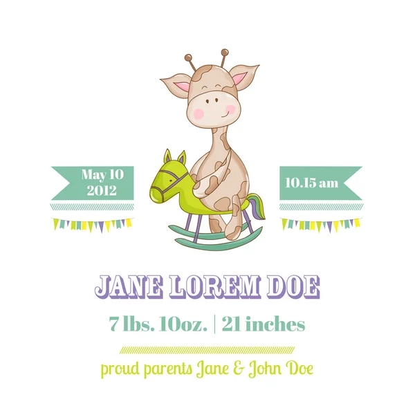 Baby Giraffe Shower Card - with place for your text - in vector — Stock Vector