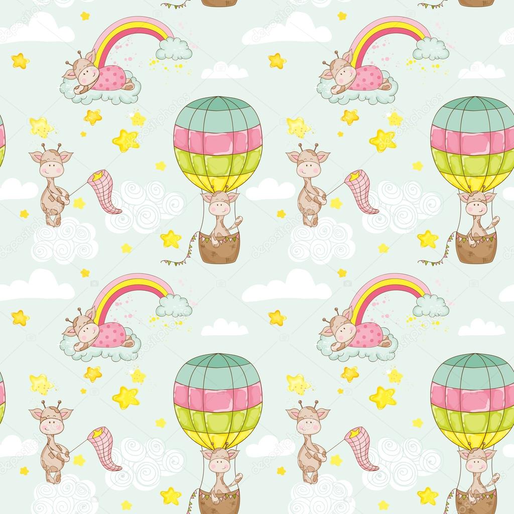 Cute Baby Background. Seamless Pattern. Vector Background.