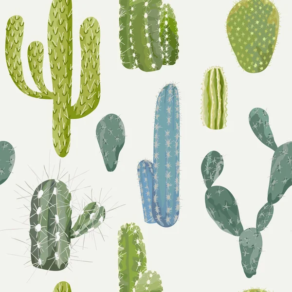 Fondo de cactus vectorial. Patrón sin costuras. Planta exótica. Fondo tropical — Vector de stock