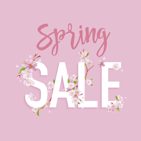 Spring Sale Banner. Sale background. Big sale. Floral Sale Tag. Sale poster. Vector Illustration. 50 % off